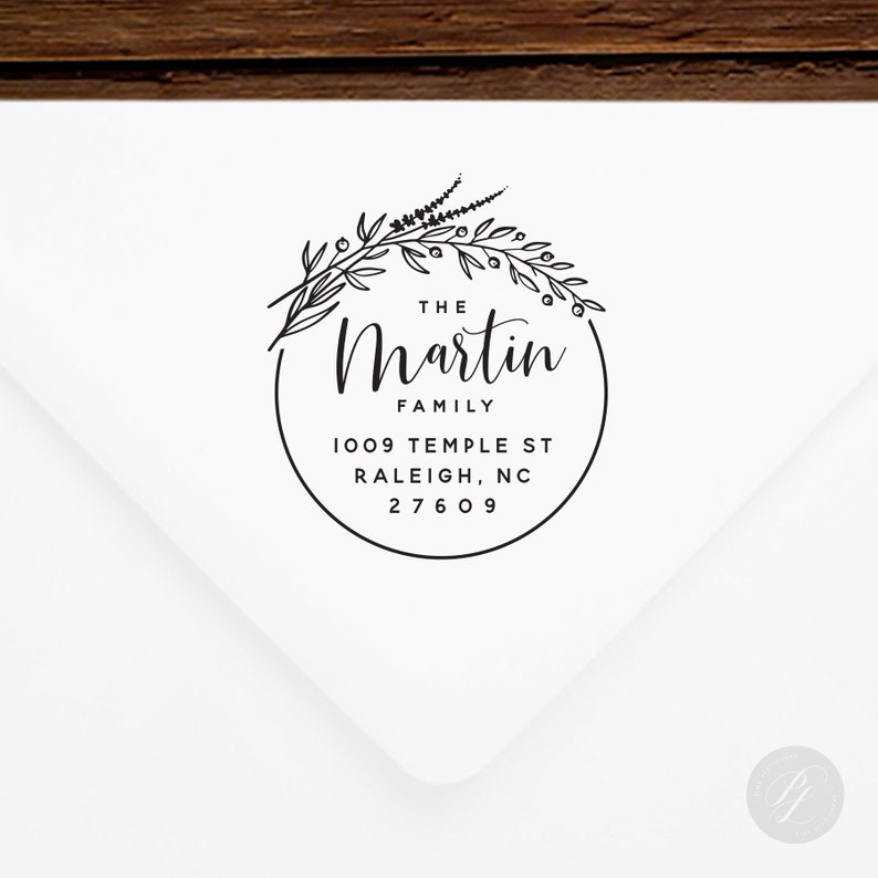 Return Address Stamp #129 - Wooden or Self-Inking Options - Personalized - Gifts, Weddings, Newlyweds, Housewarming - INCLUDES HANDLE 