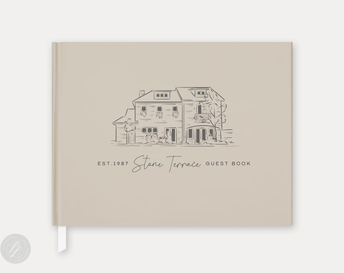 Custom Illustration Guest Book: Foil Hardcover Rental Welcome Book
