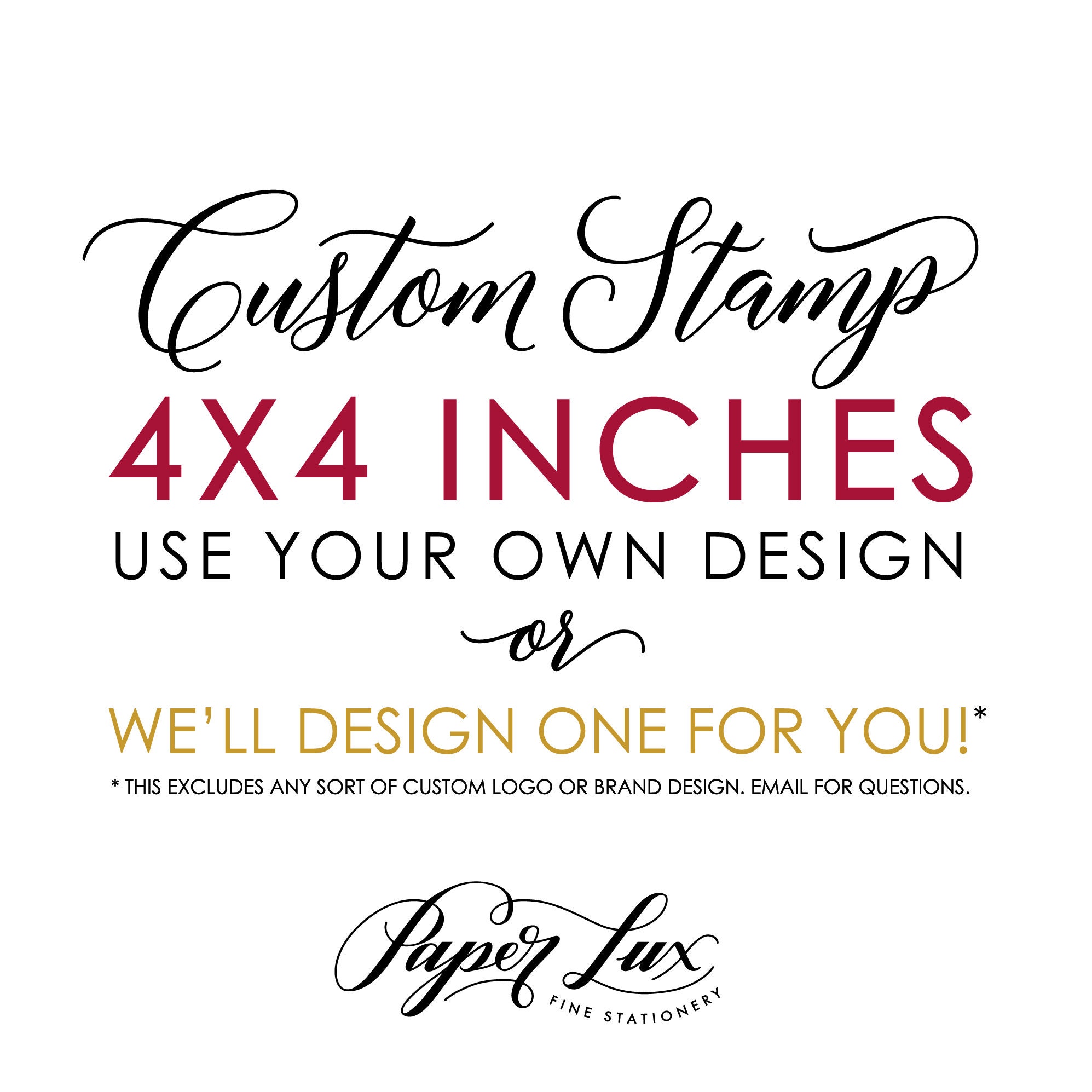 Custom Rubber Stamp 4x4 inches Logo Stamp Wedding Stamp Etsy