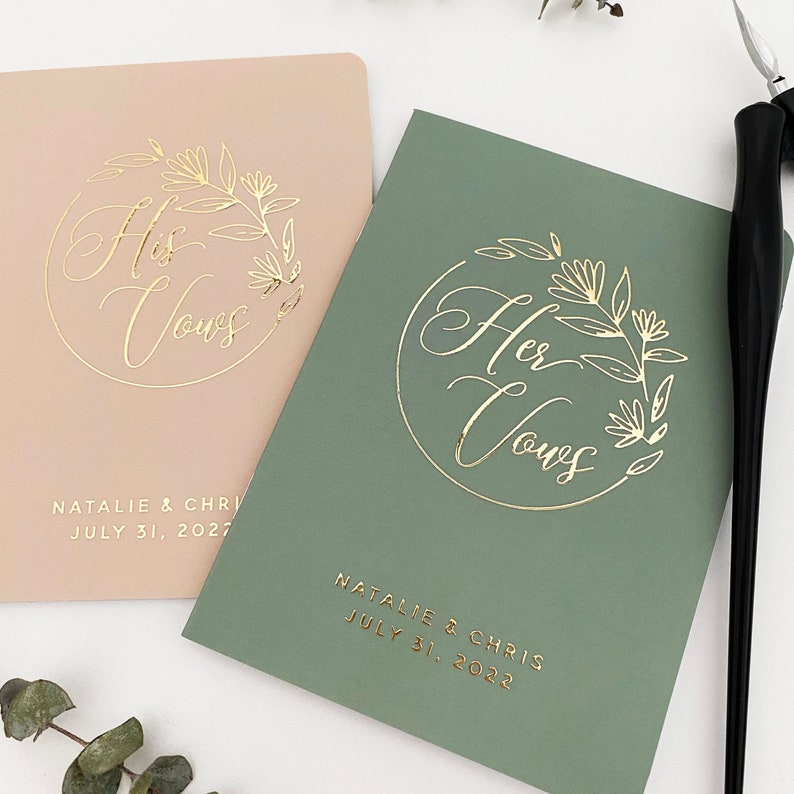 Groom Vow Book Rose Gold Silver Foil Real Foil Wedding Vow Book #11 Bride Vow Book Wedding Vow Book Set Gold Bride and Groom Vows