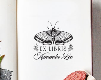 Personalized Book Stamp: Custom Library Stamp, Calligraphy (Wooden or Self-Inking)