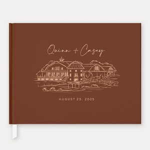 Custom Venue Wedding Guest Book – Real Foil Hardcover Sign-In Book – Personalized with Names & Date – Design #61