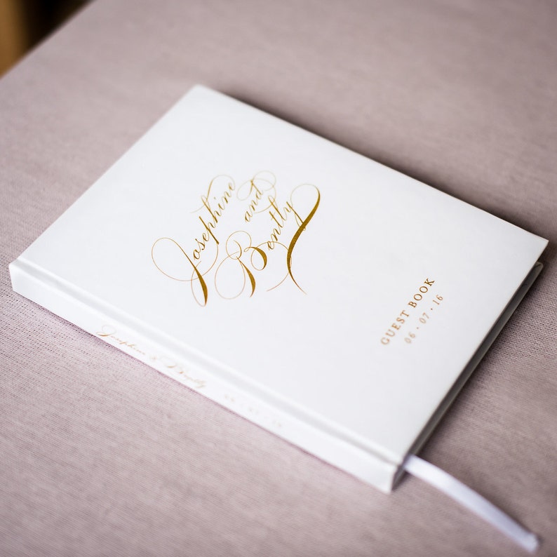 Elegant Wedding Guest Book White Hardcover Wedding Etsy