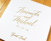 Real Gold Foil Wedding Guest Book- Hardcover - Wedding Guestbook, Custom Guest Book, Personalized Guest Book - Calligraphy - Gold Foil