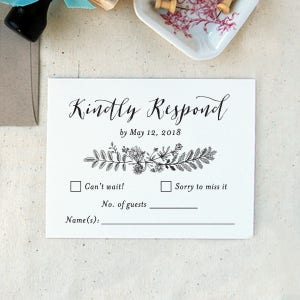 Wedding Invitation Stamp Suite 7 Calligraphy Floral Personalized Invitation, RSVP, Return Address Stamp image 4