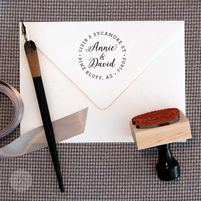 Personalized Housewarming INCLUDES HANDLE Return Address Stamp #70 Gifts Wooden or Self-Inking Weddings Newlyweds