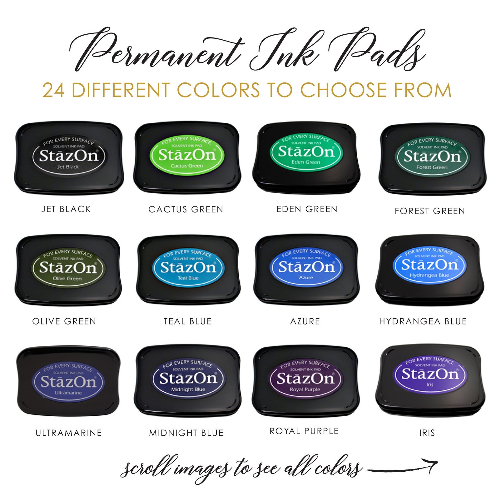 Stazon Permanent Ink Pads Rubber Stamp Pad 24 Colors to Etsy