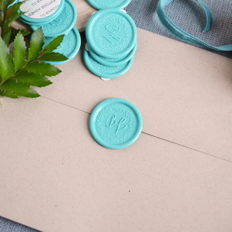 Wax Seal 2 Peel and Stick Wax Seal, Wedding Wax Seal, Wedding Invitation Seal, Envelope Seal, Wedding Envelope Seal NO STAMPER INCLUDED image 1