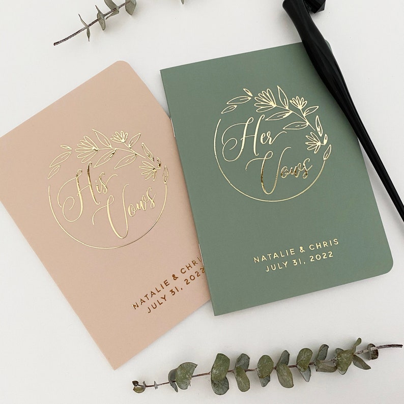 Groom Vow Book Rose Gold Silver Foil Real Foil Wedding Vow Book #11 Bride Vow Book Wedding Vow Book Set Gold Bride and Groom Vows