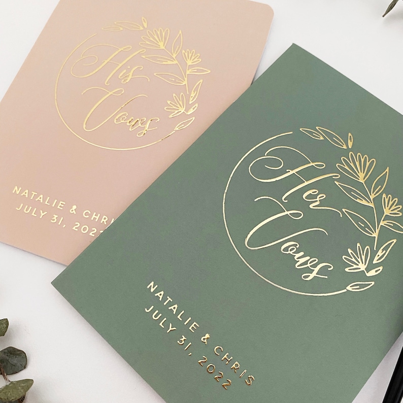 Groom Vow Book Rose Gold Silver Foil Real Foil Wedding Vow Book #11 Bride Vow Book Wedding Vow Book Set Gold Bride and Groom Vows