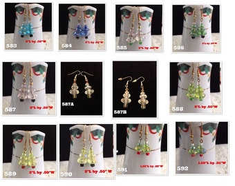 Earrings - ChristmasTrees Item# 583 - 595  (Wire Or Clip On's Closure)