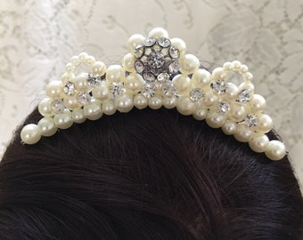 Peine tiara - Peine de Diamantes de Marfil y Peine de Tiara perla de marfil #1012