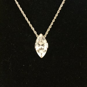 Cubic Zirconia Solitaire, Pendant Avon Cubic ZirconiaNecklace,Sterling Silver CZ Bridal Necklace, Mother of the Bride, Anniversary Gift #966