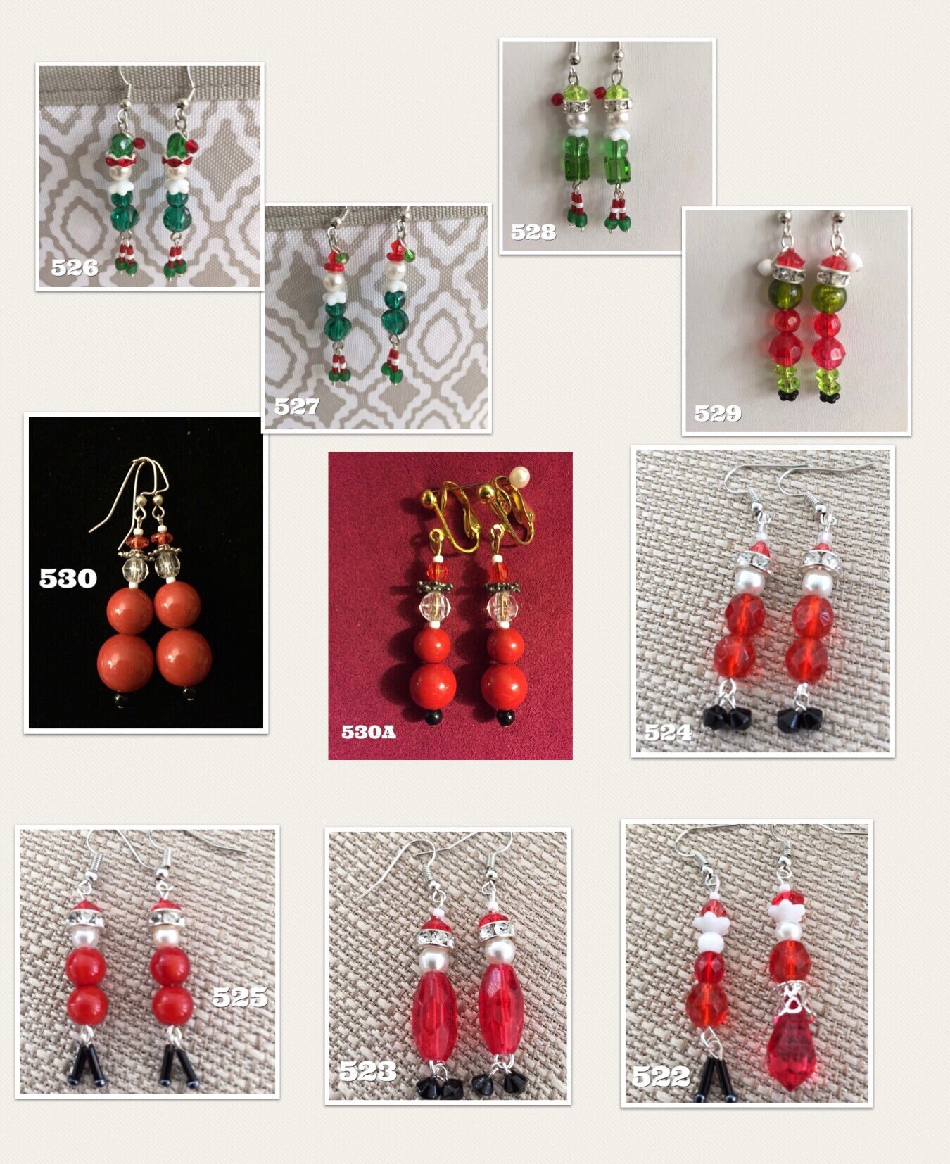 ピアス EOU STUDIO Holiday E1SILVER Santa Earrings Christmas Jewelry Item# 522 to 530A (wire Ear