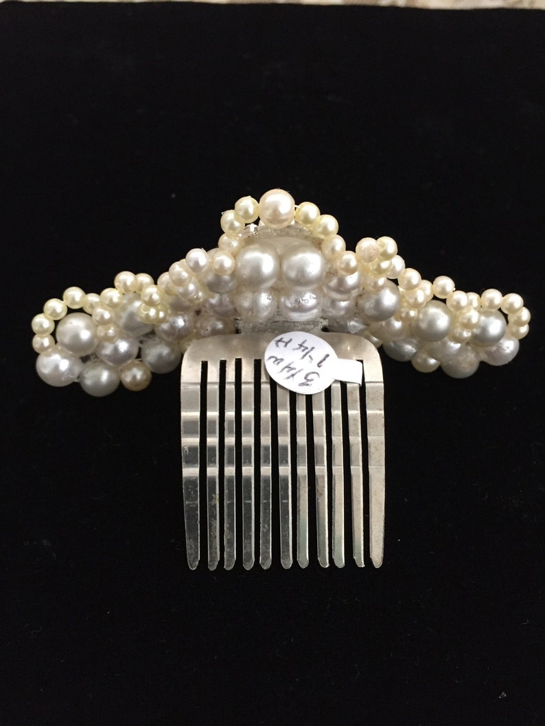 Bridal Rhinestones and Ivory Ligth Gray Pearl Tiara Comb #1016 Brides Tiara