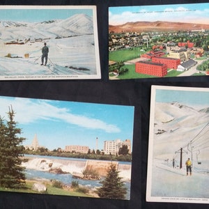 Idaho Lot 4 cartes postales Sportsman's Skiers Sportsman's Park U of I 1940 Union Pacific
