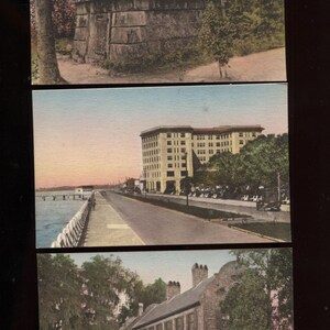 3 South Carolina Postkarten, handkoloriert, Fort Sumter Hotel, Midallton Place Tudor House