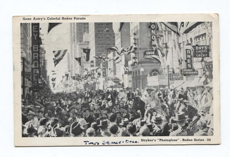 Gene Autry Rodeo Parade Postcard Franked Postmarked 1943 Stryker's Photogloss image 1