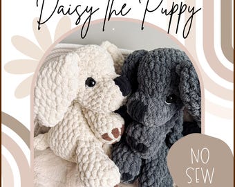 Crochet Puppy Stuffy and Snuggler Pattern: NO SEW Daisy the Dog Pdf Download Golden Retriever and Labrador Amigurumi Pattern