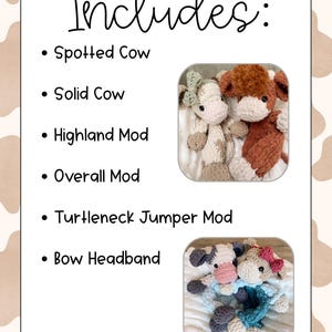 Digital Download Pattern Cow Amigurumi Tutorial Beginner Friendly Project Farm Animal Crochet Guide Step By Step Instructions Picture Tutorial Video Help Printer Friendly Version Spotted Cow Design Highland Cow Option Overalls Mod Easy
