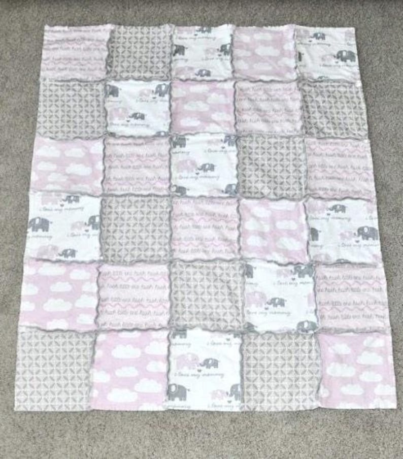 Baby Rag Quilt PATTERN 49 by 41 Flannel Rag Quilt DIY Pattern for