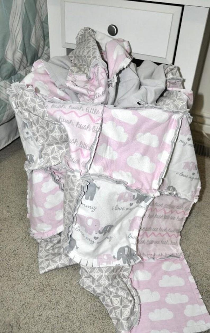 Baby Rag Quilt PATTERN 49 by 41 Flannel Rag Quilt DIY Pattern for