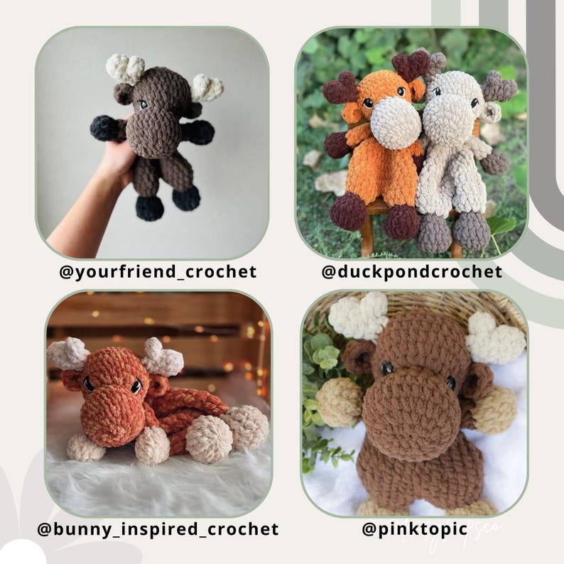 Moose Crochet Pattern Pdf Download Digital File No Sew Snuggler Project Stuffed Animal Lovey Design Amigurumi Tutorial image 10