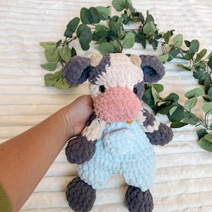 Farm Animal Crochet Collection Cow Pattern Digital Download Beginner Friendly Amigurumi Stuffed Toy Tutorial Highland Cow Design Spotted Cow Option Solid Cow Variation Overalls Mod Easy Project Step By Step Instructions Picture Guide Video