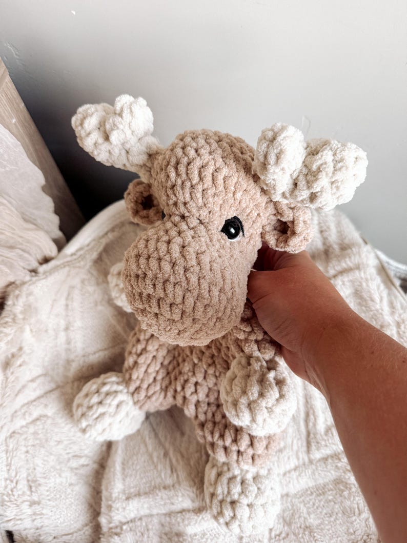 Digital Download Pattern Moose Crochet Tutorial Beginner Friendly Project PDF File Format Easy Amigurumi Design Step By Step Instructions Bulky Yarn Project Stuffed Animal Creation Woodland Nursery Decor DIY Craft Idea Baby Shower Gift