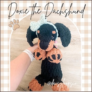 Dachshund Crochet Pattern No Sew Pdf Download Digital Tutorial Puppy Lovey Stuffed Animal Amigurumi Project Intermediate Dog Wiener Toy