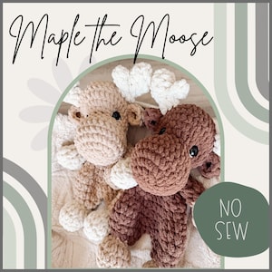 ムースのかぎ針編みパターン PDF ダウンロード デジタルファイル 縫わないスナッグラープロジェクト ぬいぐるみデザイン 編みぐるみチュートリアル
