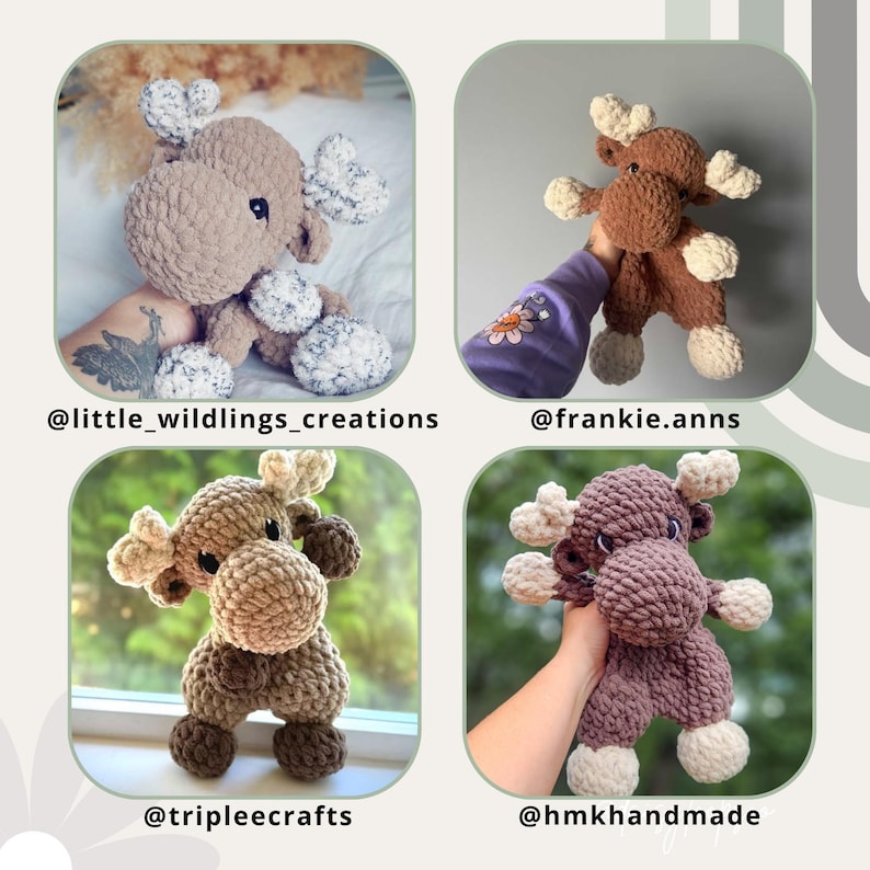 Moose Crochet Pattern Pdf Download Digital File No Sew Snuggler Project Stuffed Animal Lovey Design Amigurumi Tutorial image 9