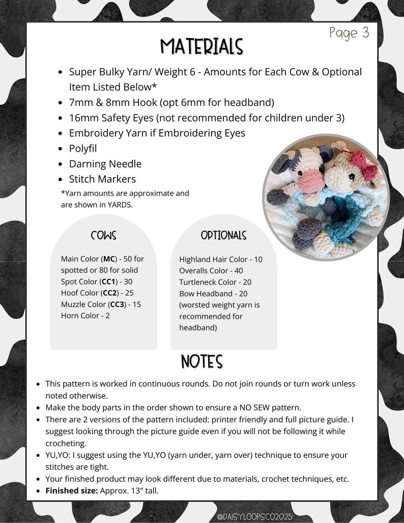 Crochet Buttercup the Cow Snuggler PATTERN: No Sew PDF Cow Pattern image 15