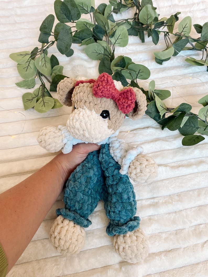 Crochet Project Pattern Cow Amigurumi Digital Download Beginner Friendly Tutorial Farm Animal Stuffed Toy Design Highland Cow Option Spotted Cow Variation Lovey Snuggler Pattern Step By Step Instructions Picture Guide Video Help No Sew PDF
