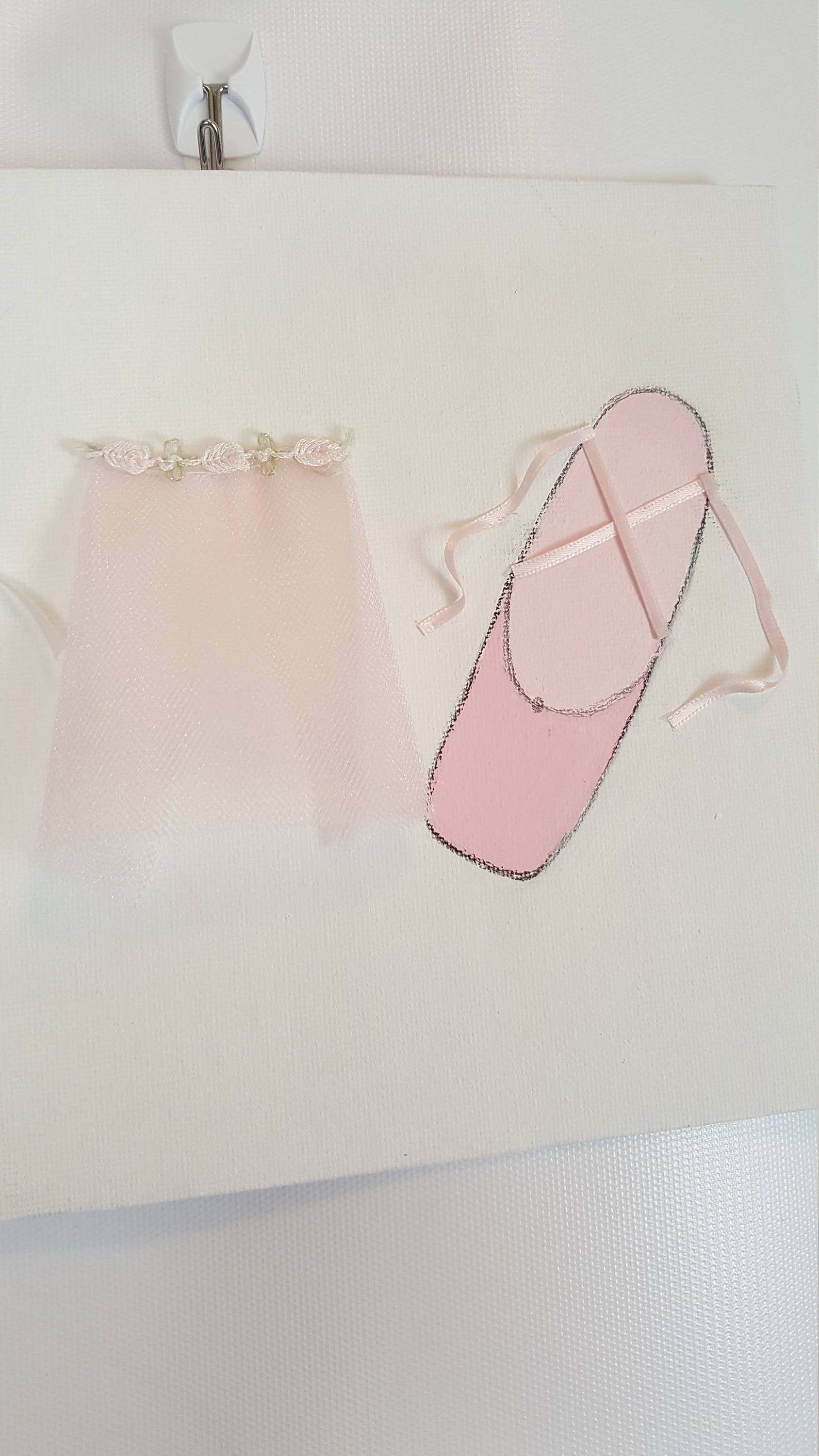 bun, tutu and shoes painting, ballet bun, tiny tutu, pointe shoes, ballet painting, ballerina painting, nursery painting, dance