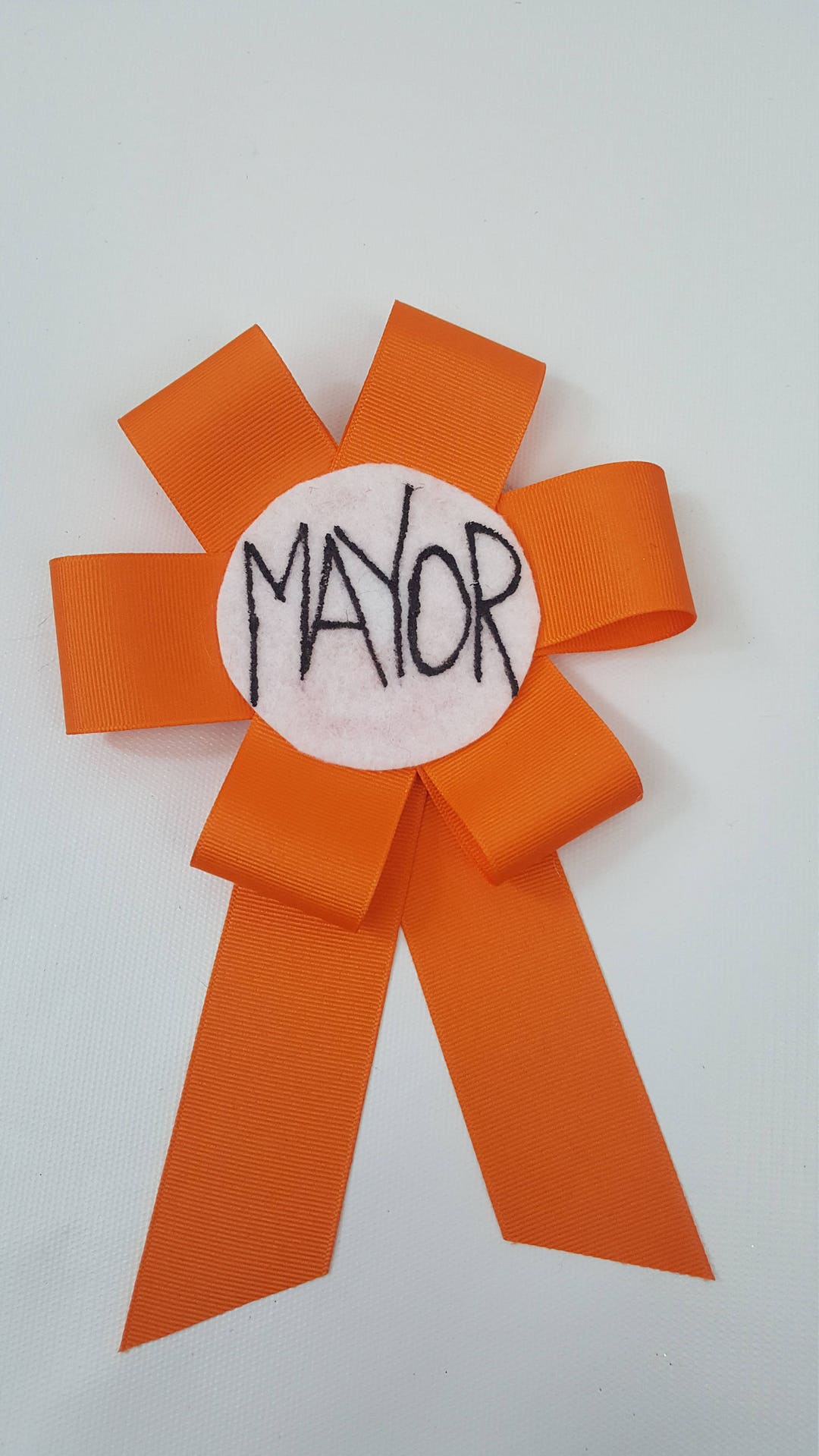 The Mayor Ribbon, Nightmare Costume, Costume Accessory, Halloween Costume,  Nightmare Before Christmas, Mayor Costume, Ribbon Pin, Orange Pin
