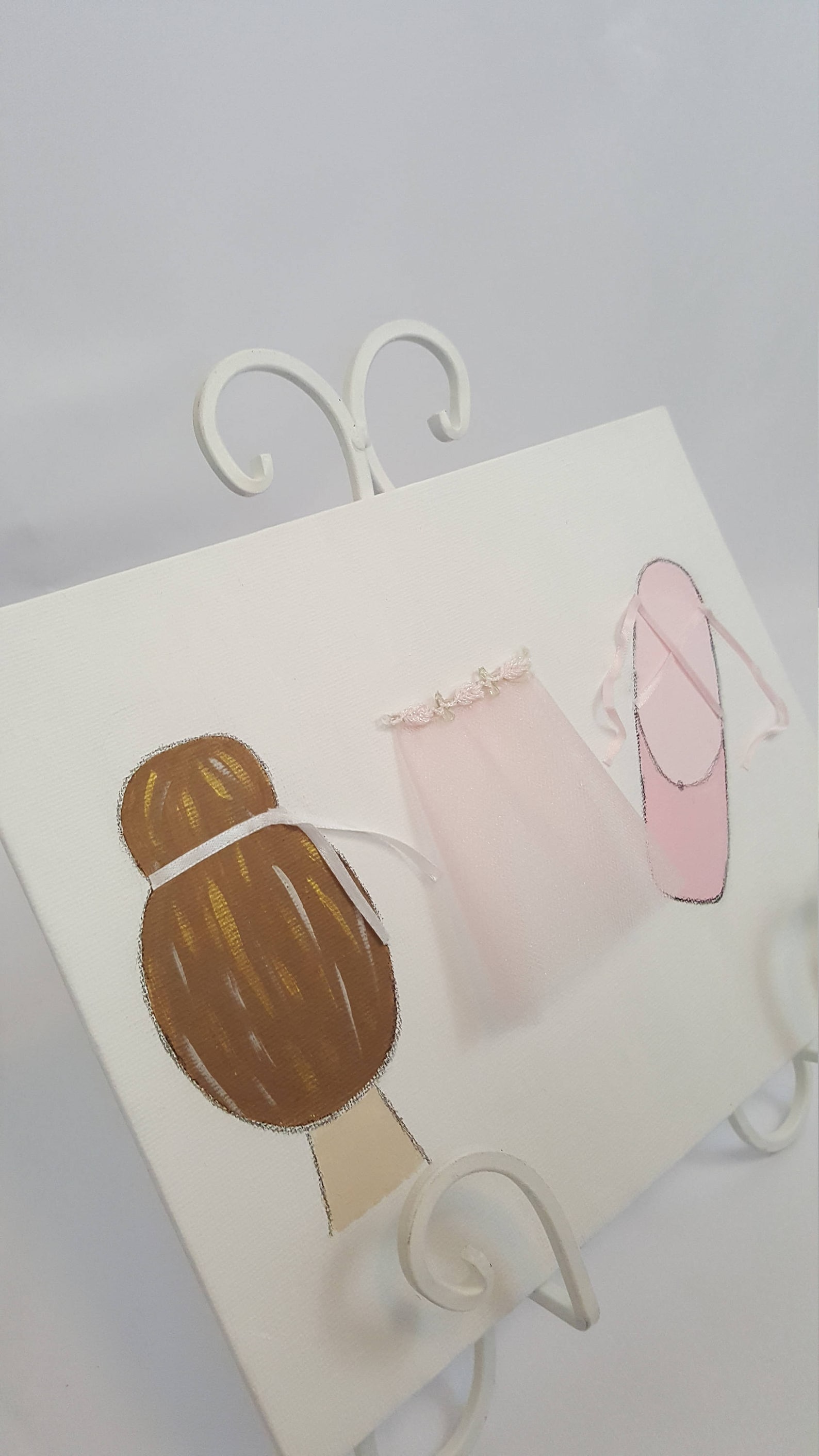 bun, tutu and shoes painting, ballet bun, tiny tutu, pointe shoes, ballet painting, ballerina painting, nursery painting, dance