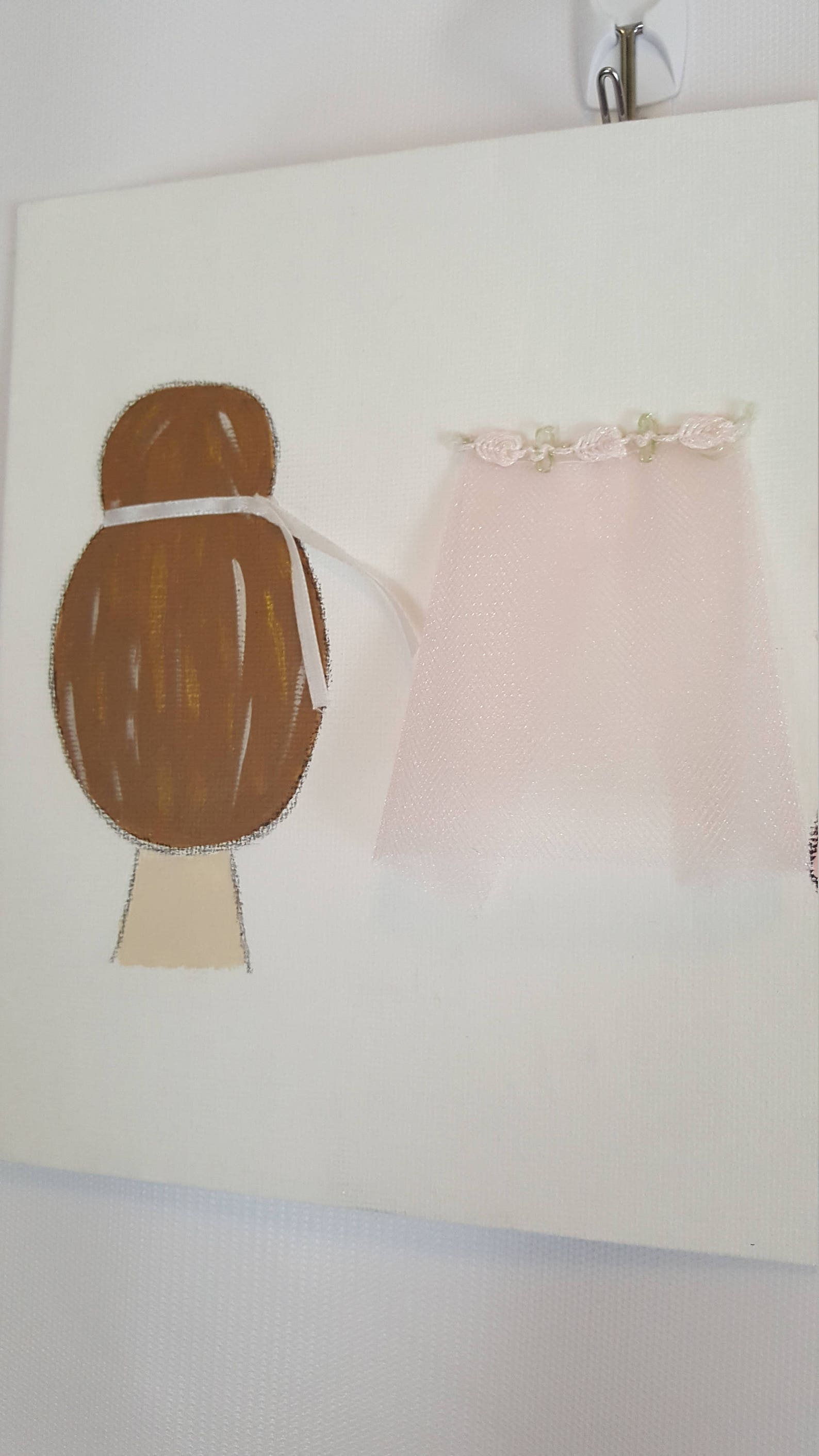 bun, tutu and shoes painting, ballet bun, tiny tutu, pointe shoes, ballet painting, ballerina painting, nursery painting, dance