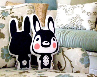 Black and white bunny, Stuffed Rabbit, Soft Toy Bunny, Stuffed Animal, toys and games, room decor Modern Nursery