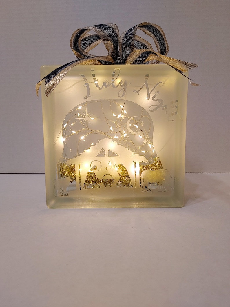 Light up String Light Glass Block Nativity Scene, Holy Night Home Decor