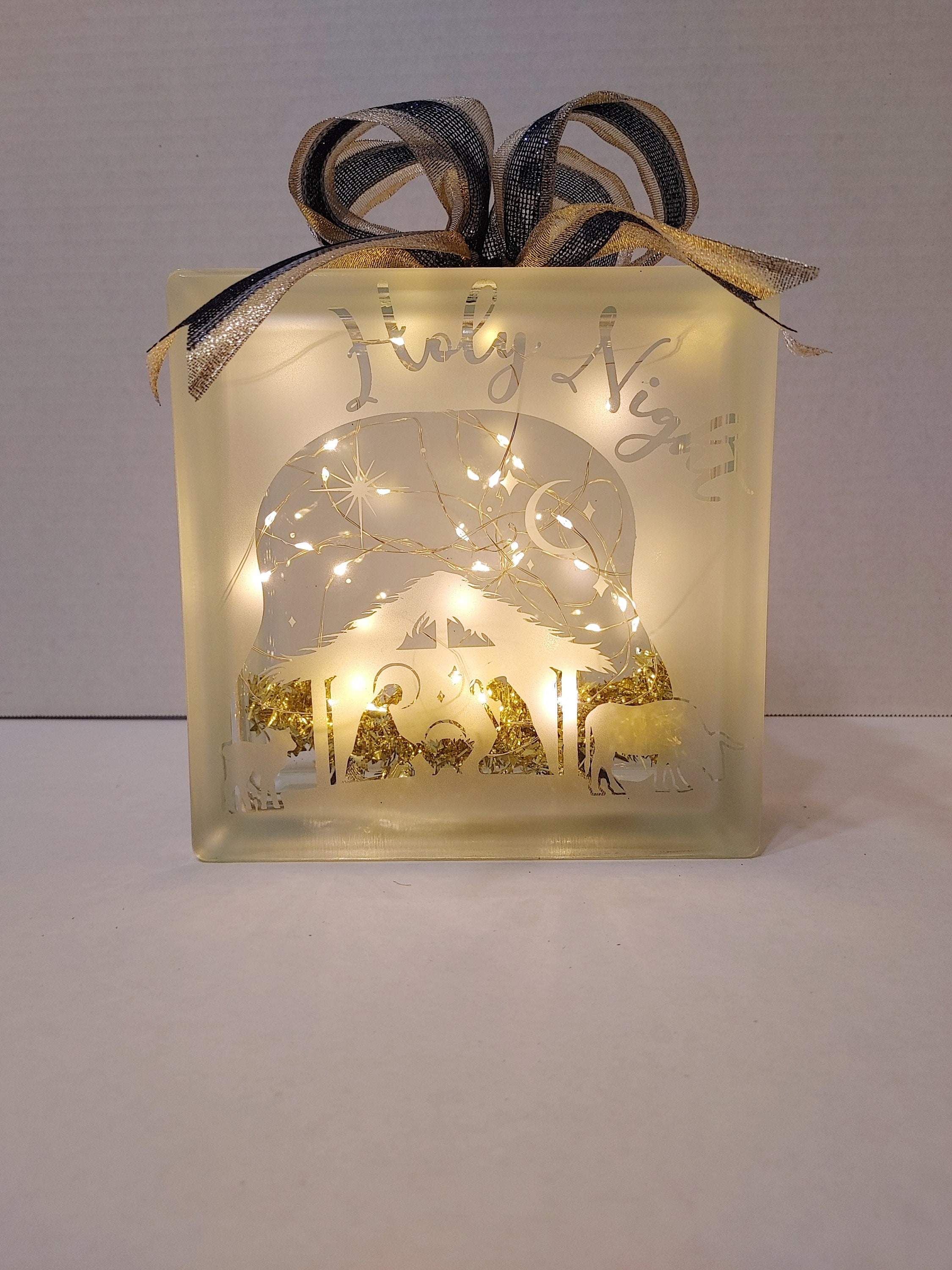 Light up String Light Glass Block Nativity Scene, Holy Night Home Decor