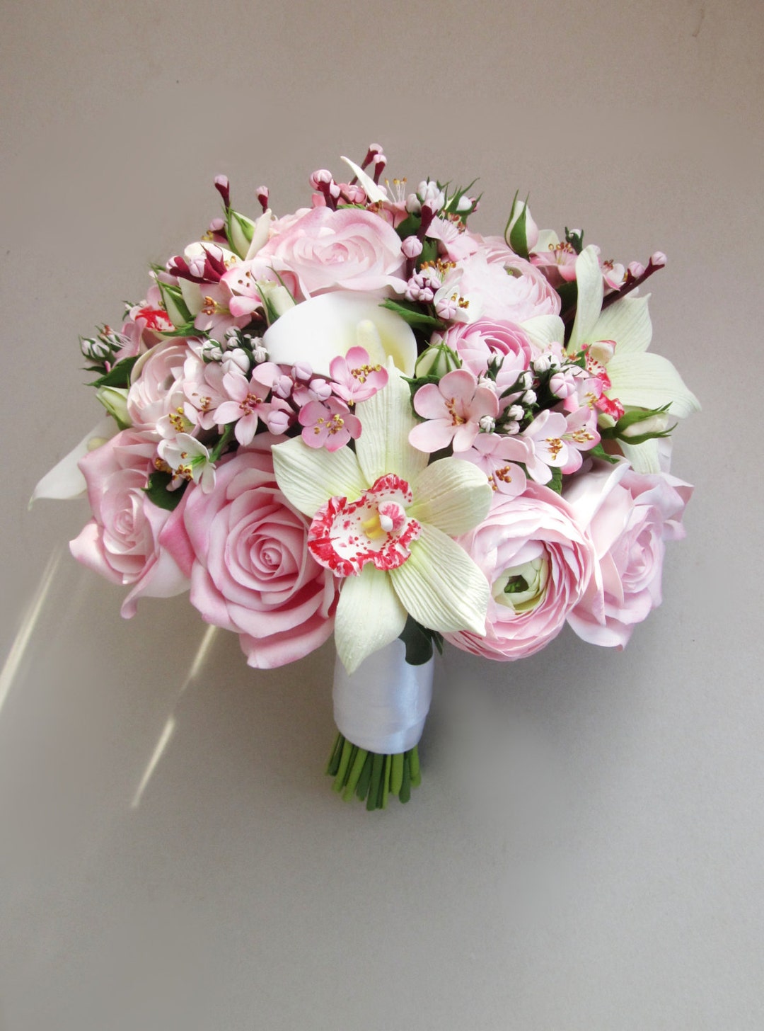Cherry Blossom Bouquet and Boutonniere, Sakura, Bridal