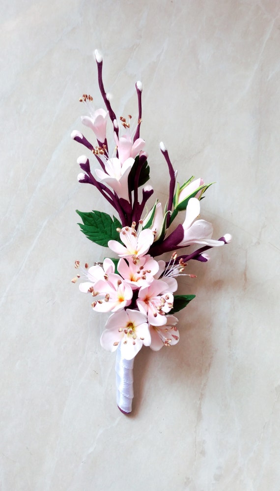 Cherry Blossom Bouquet and Boutonniere, Sakura Bouquet Cherry Blossom Bouquet and Boutonniere, Sakura Bouquet