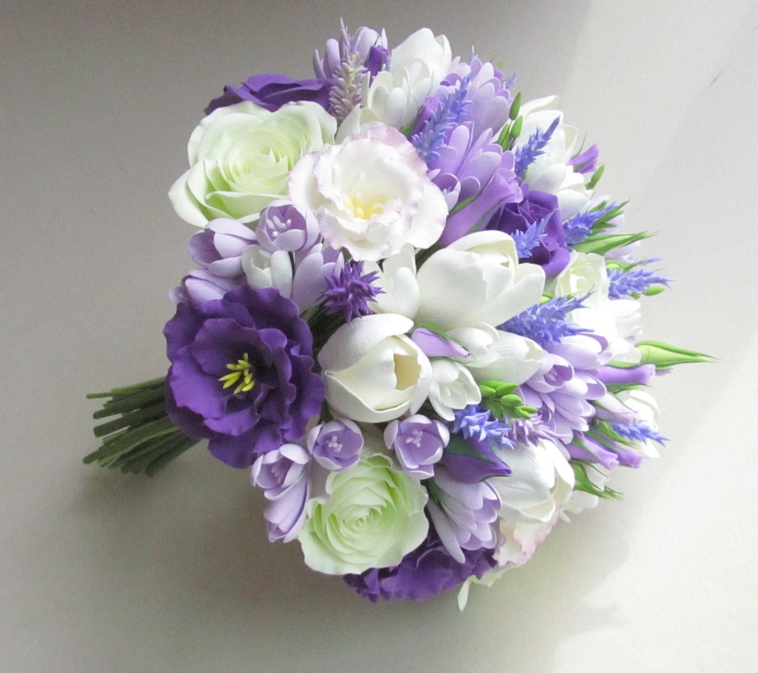 Freesia eustoma tulip rose lavender bridal bouquet. Lilac ...