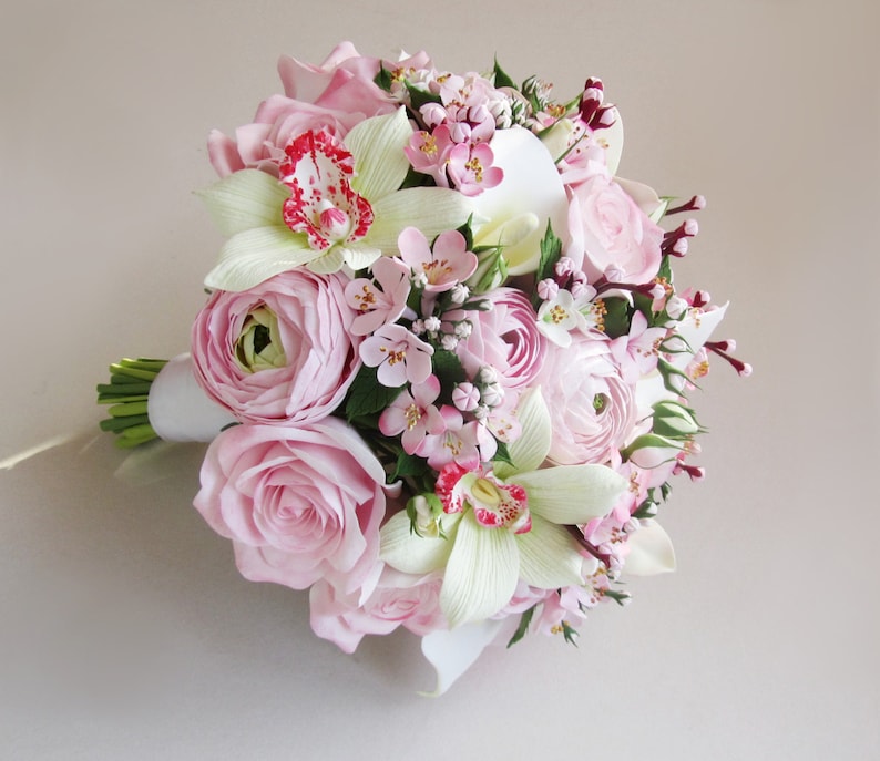 Cherry blossom bouquet and boutonniere sakura bouquet bridal Etsy