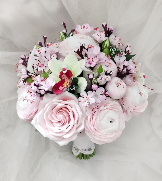 Cherry Blossom Bouquet and Boutonniere, Sakura Bouquet Cherry Blossom Bouquet and Boutonniere, Sakura Bouquet