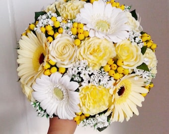 Replica bouquet. Daisy wedding bouquet, Gerbera bouquet, yellow daisy bouquet. Yellow wedding.