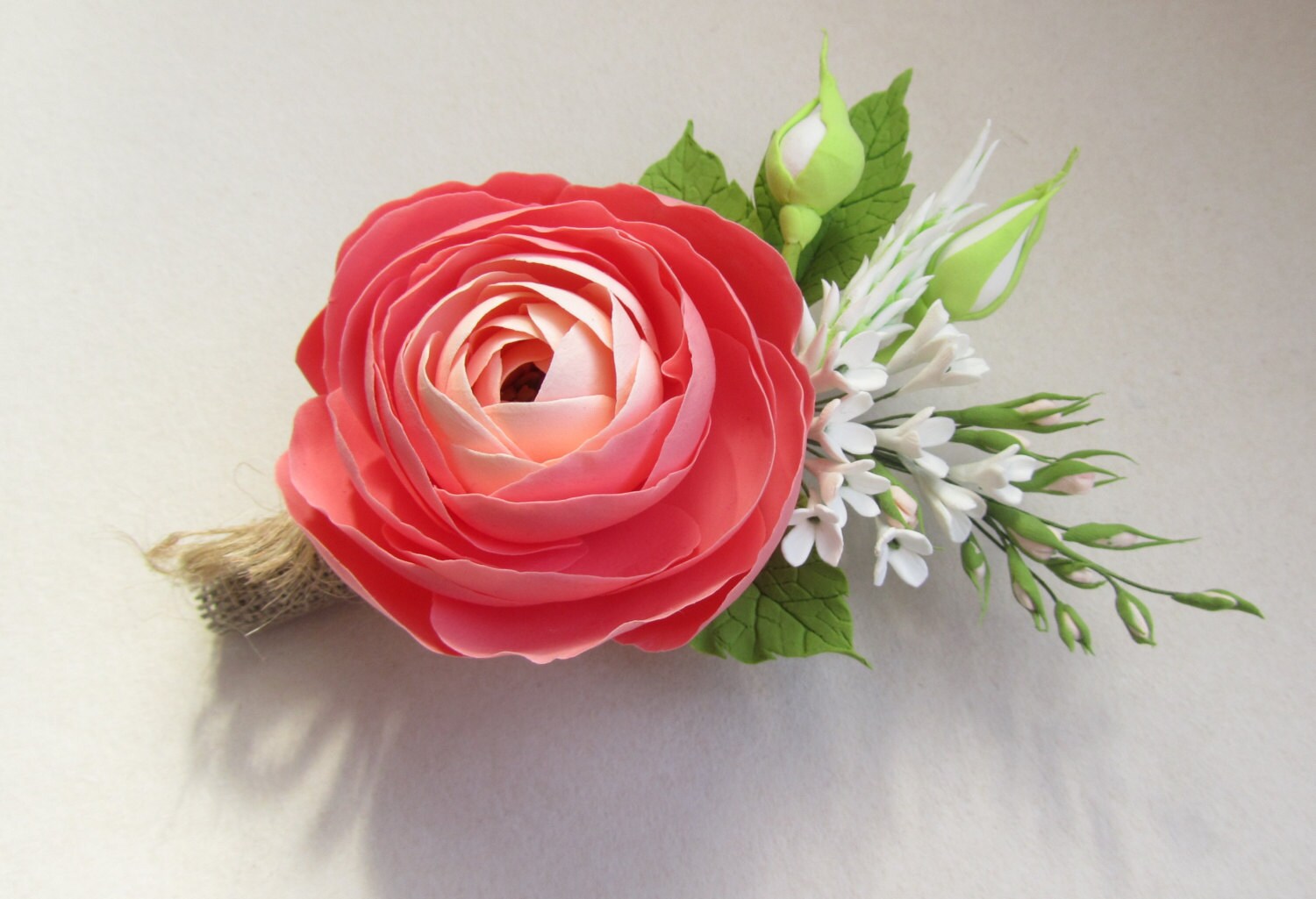 Coral Peach boutonniere boutonniere for the groom coral | Etsy