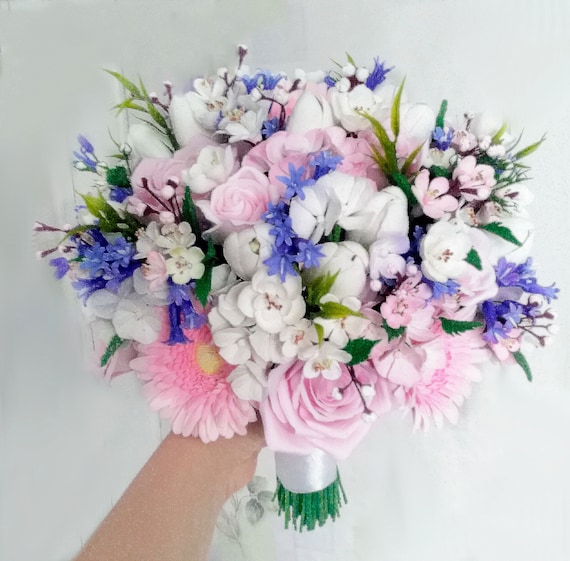 Bouquet De Fleurs De Cerisier Bouquet De Sakura Bouquet Nuptial Bouquet Alternatif Gerbera Rose Tulipe Campanula Livraison Gratuite