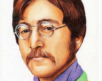 Ritratto di John Lennon: Stampa a matita colorata (A4)
